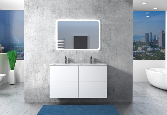 kopalniški blok z dvojnim vgradnim umivalnikom 120cm in LED ogledalom