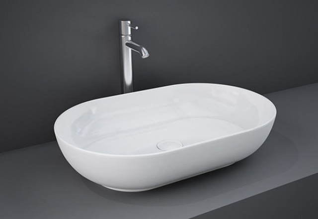 Nadpultni ovalni umivalnik, RAK Feeling Slim, bel sijaj