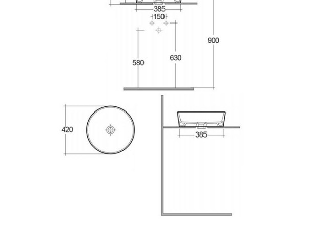 nadpultni umivalnik Rak Feeling Slim, bela sijaj, mere