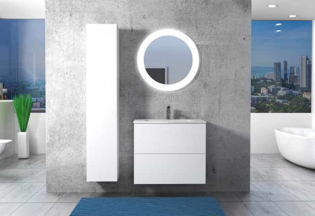 kopalniški blok 80cm z vgradnim umivalnikom, ogledalom in visoko stransko omaro