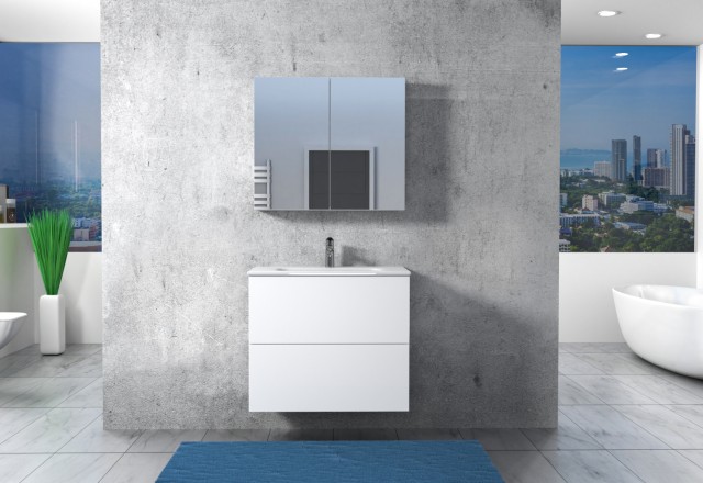 kopalniški blok 60cm z vgradnim umivalnikom in z omaro z ogledalom